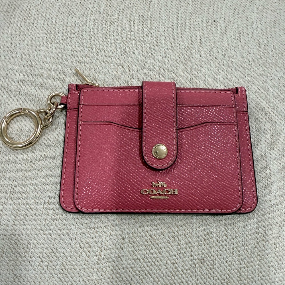 Coach Rose Card Holder with Gold Accents